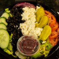 Greek · Most popular. Mixed greens, tomatoes, onions, feta cheese, sliced beets, pepperoncini pepper...