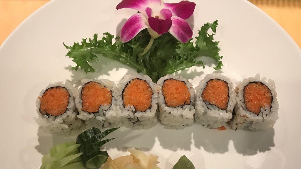Spicy Roll · Choice of tuna, salmon, yellowtail, crabmeat, shrimp, or scallop.