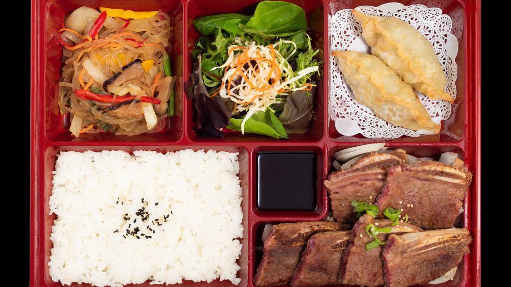 Beef Short Ribs Bento · Grilled and marinated beef short ribs.