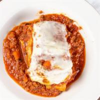 Lasagna · Homemade, ground beef, ricotta, fresh mozzarella, tomato sauce