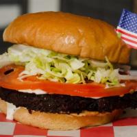 Chipotle Black Bean Burger · Vegetarian. Black-bean patty, lettuce, tomato, house-made Guernsey buttermilk ranch, on toas...