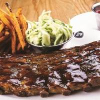 Louis Bbq Ribs · French fries, coleslaw, and BBQ sauce.