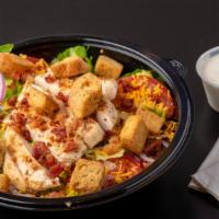 Chicken Bacon Ranch Salad · Large House salad plus chicken and bacon.