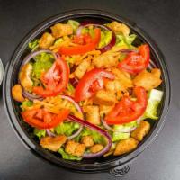 Large House Salad · Romaine with red onions, tomatoes, cheese and croutons.
