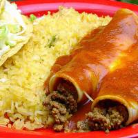 Combo Special · Chicken taquito and beef chimichanga served with rice and beans.