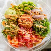 2 Poké (Small) · Your choice of base, (2) poké, (1) premium topping, unlimited regular toppings, (2) sauces, ...