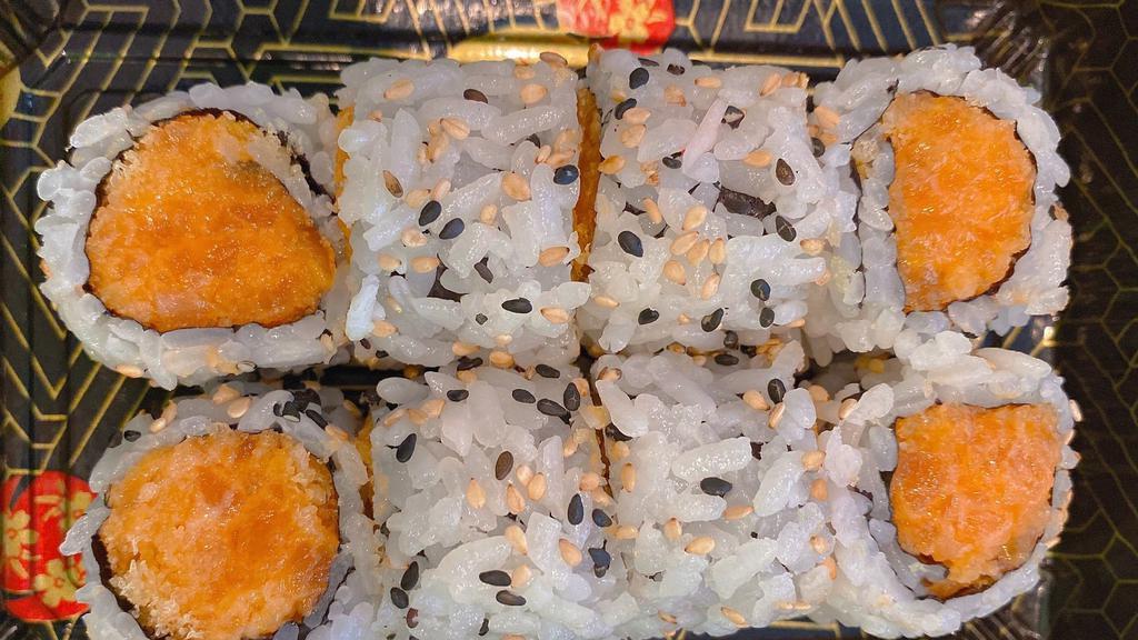 Spicy Salmon Roll (8) · Consuming raw or undercooked meat or fish may increase your risk of foodborne illness, especially if you have certain medical condition.