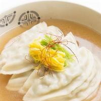 Dumpling Soup (Cup Size -16 Oz) · Beef broth with pork dumplings and scallions.