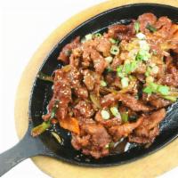Spicy Pork · Spicy marinated pork with vegetables.
