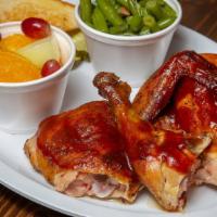 Smoked Chicken Dinner · 1/2 smoked bone-in chicken. Comes with two sides.