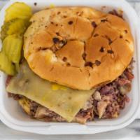Detroit Cornbeef (Onion Roll) · Detroit's freshly crock pot corned beef with provolone cheese mustard and pickles