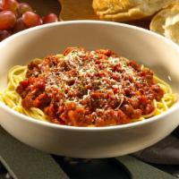 Spaghetti With Meat Sauce Lunch · A generous portion of spaghetti topped with our hearty meat sauce.