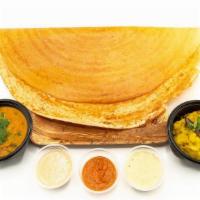 Masala Dosa · Fermented‎ crepe or rice cake made w/ rice & lentil batter, served w/ potato masala, sambhar...