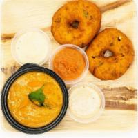 Medu Vada · Deep fried lentil cakes served w/ sambhar & chutneys