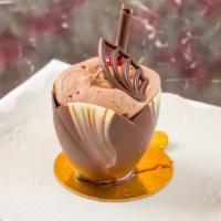 Chocolate Mousse Cup · Edible chocolate cup filled with rich chocolate mousse.