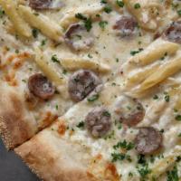 Sausage Penne Alfredo · House-made Alfredo, mozzarella cheese, penne noodles, house-made Berkshire pork sausage, Asi...