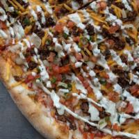 Vegan Chorizo Taco · Marinara, Good Planet® mozzarella, vegan chorizo, pico de gallo, Ian's vegan ranch.