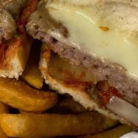 Italian Bomber · Homemade Italian sausage patty, melted cheese and sauce served on a toasted hoagie bun.