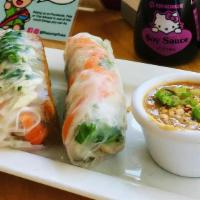 Tofu Spring Rolls · Tofu, cabbage, kale, carrots, daikon and rice noodles in rice wrapper served with peanut sau...