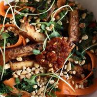 Tofu Bowl (Vegan) · Ramen noodles or steamed white rice tossed with seared tofu, grilled red bell pepper, kale, ...