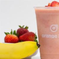 Strawberry Surf Smoothie · A delicious blend of orange leaf vanilla yogurt, fresh strawberries, fresh banana, and fresh...