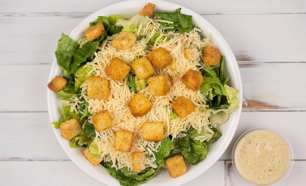 Caesar · 420-490 cal. Herbed croutons, Wisconsin parmesan cheese & Caesar dressing.