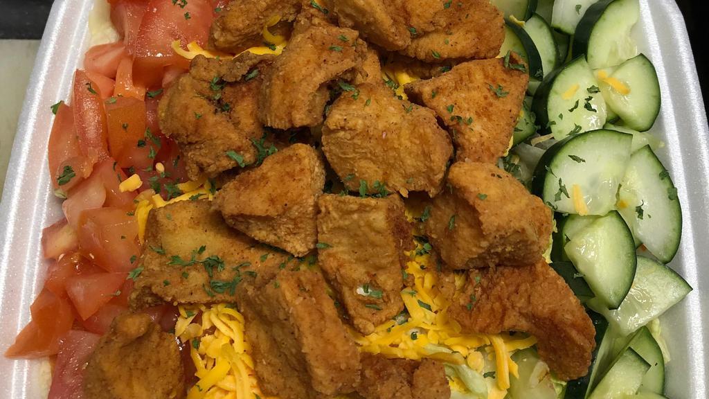 Fried Chicken Salad · Large fried chicken salad.
