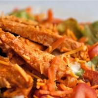 Buffalo Chicken Salad · Mixed lettuce with juicy slices of chicken breast smothered in our hot and spicy buffalo sau...