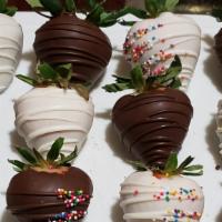 Dozen · Enjoy 12 delicious beautifully packaged, hand dipped chocolate covered strawberries decorate...