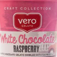 White Chocolate Raspberry  · White chocolate gelato swirled with raspberry jam.