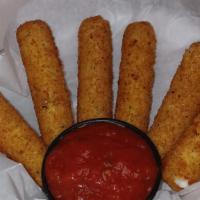 Mozzarella Sticks · Six fresh fried mozz sticks with a side of Mariana sauce