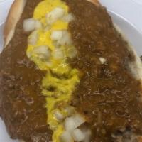 Loose Burger · Ground beef, chili, mustard and onions in a hot dog bun.