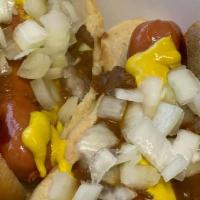 Hot Dog · Served with mustard and onions.