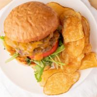 Classic Burger · 2 patties of Waseda Farms grass fed beef, haystack onions, house dill pickle, sharp cheddar,...