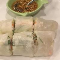 Fresh Rolls (3) · Choice of meat rolled rice wrapper with romaine lettuce, cucumber, bean sprouts, grated carr...