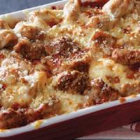 Meatball Bake · 2 servings. Marco's meatballs and sausages baked with our signature sauce and 3-cheese blend.
