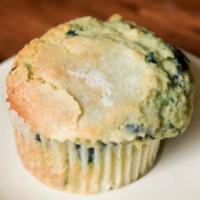Blueberry Muffin · **House-Made.
 Large tender-flakey blueberry muffin with a sugar-crusted top.