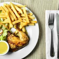 Kids Combo · 1/4 charcoal broiled chicken + french fries  + Kool- Aid juice or chicken finger + fries