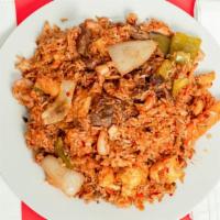 Spicy Pineapple Fried Rice · Spicy. Chuck of pineapples stir-fry with shrimp, beef, chicken, cashews, carrots, onions, gr...