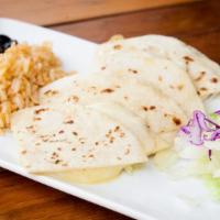 Kids Cheese Quesadilla · Comes with rice.