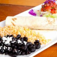 Kids Ground Sirloin & Cheese Burrito · Comes with rice.