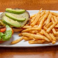 Southwest Burger · Chipotle mayo, avocado, jalapeños, Jack cheese, lettuce, tomato and onion.