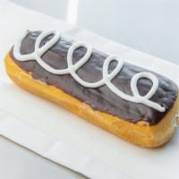 Choc +  Marshmallow Long John  (Vg) · A vegan LJ with chocolate icing and  stuffed  with our marshmallow fluff (inspired by the Ho...