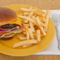 1/2 Lb Cheeseburger · 1/2 lb. served with fries and a medium drink.