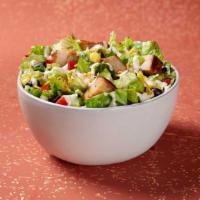 Close Talker Salad · Served with lettuce, beans, pico de gallo, shredded cheese, your choice of dressing, choice ...