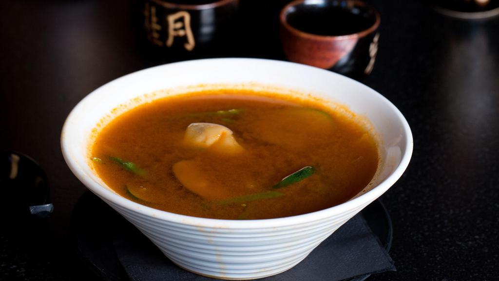 Hot & Sour Soup · Mushroom, zucchini, bean sprout, and snow peas with chicken wonton.