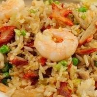 House Special Fried Rice · Bbq pork, shrimp, chicken, rice, egg, green onion, carrot, yellow onion, bell pepper. No sid...