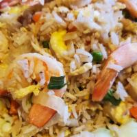 Thai Fried Rice · Rice, egg, green onion, carrot, yellow onion, bell pepper