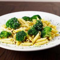 Penne Broccoli · Penne noodles, broccoli, Italian seasoning, garlic and olive oil. Served with 3