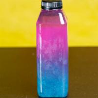 Stardust Lemonade	 (16Oz) · Pure water, Lemons, Agave, red dragon fruit, blue spirulina